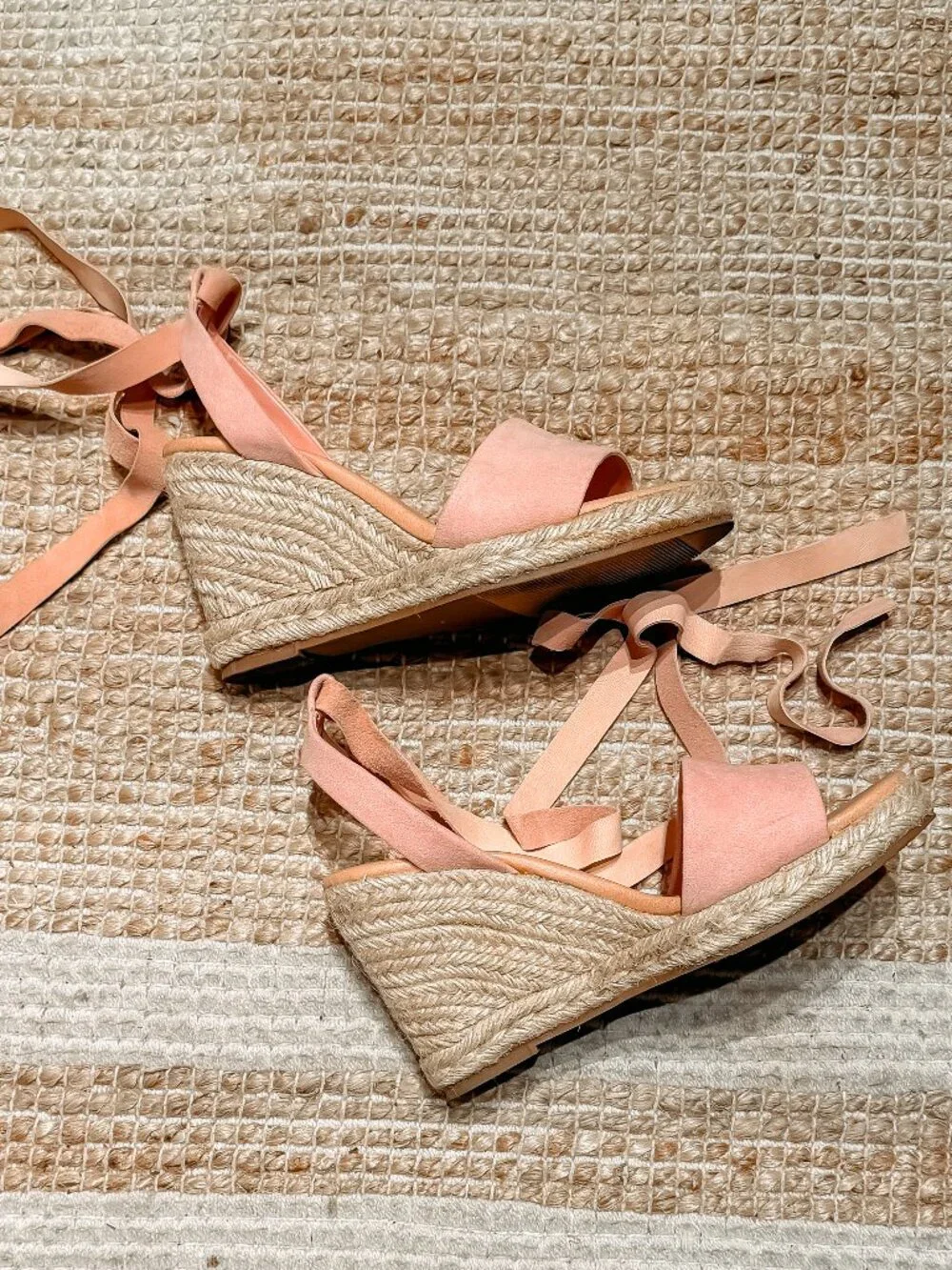 LOFT Espadrille Wedges with Ankle Straps in Rose